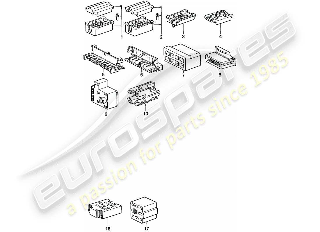 porsche 924s (1986) connector housing - 8-pole - 9-pole part diagram