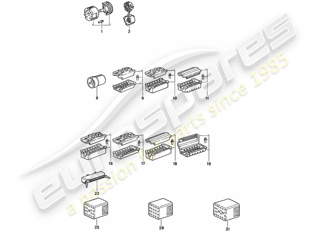 porsche 924s (1986) connector housing part diagram