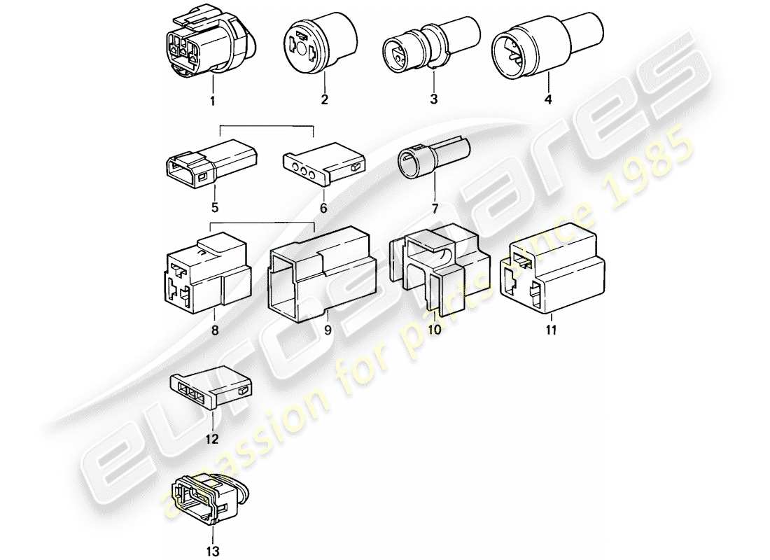 porsche 944 (1988) connector housing - 3-pole part diagram