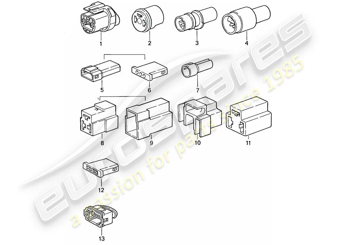 porsche 944 (1990) connector housing - 3-pole part diagram