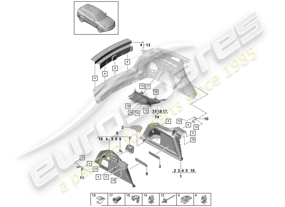 porsche cayenne e3 (2019) boot lining part diagram