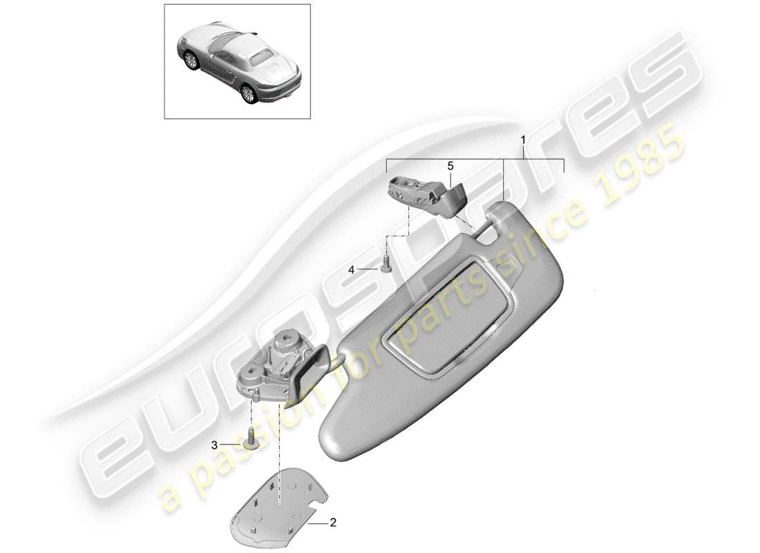 porsche 718 boxster (2017) sun vizors part diagram