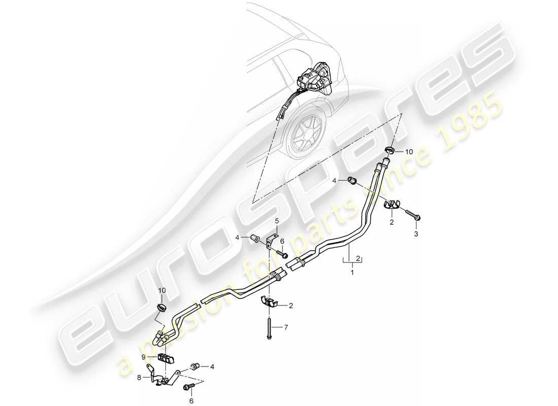 porsche cayenne (2003) water tube part diagram