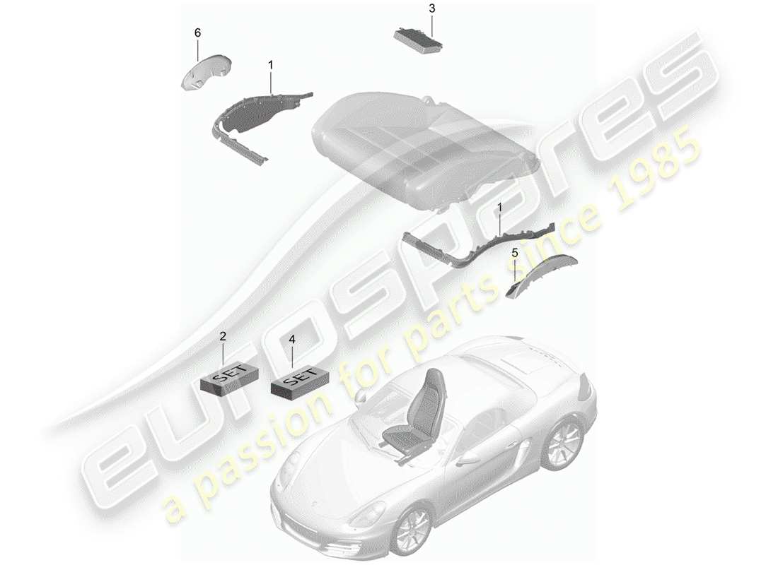 porsche boxster 981 (2015) padding for seat part diagram