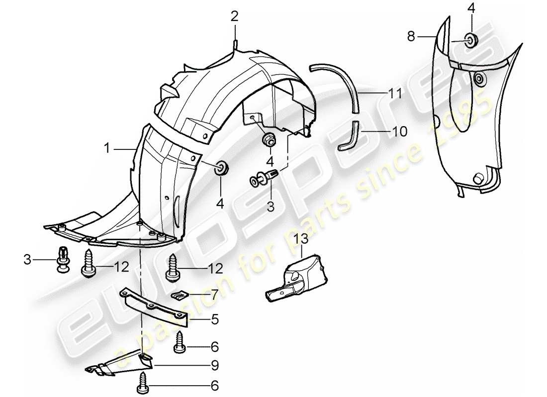 porsche 996 gt3 (2005) trims - for - wheel housing part diagram