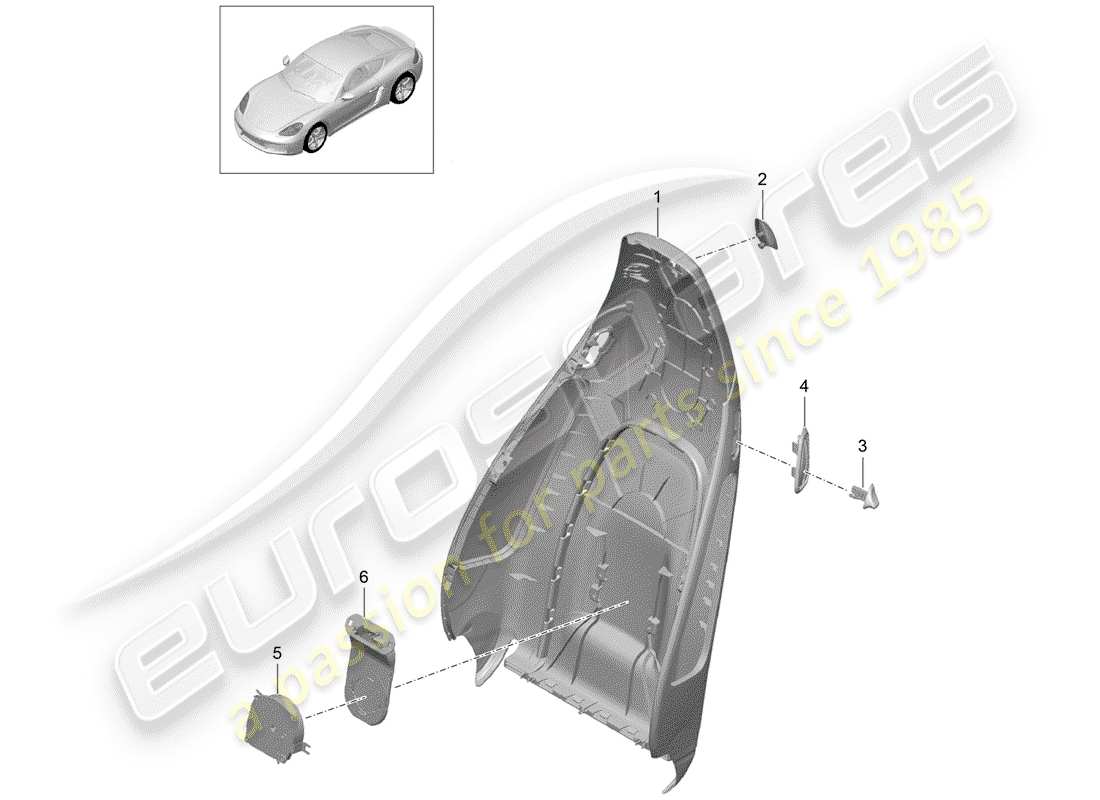 porsche 718 cayman (2020) backrest shell part diagram