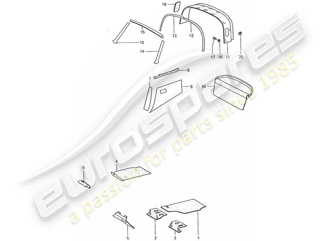 porsche 911 (1977) interior equipment part diagram