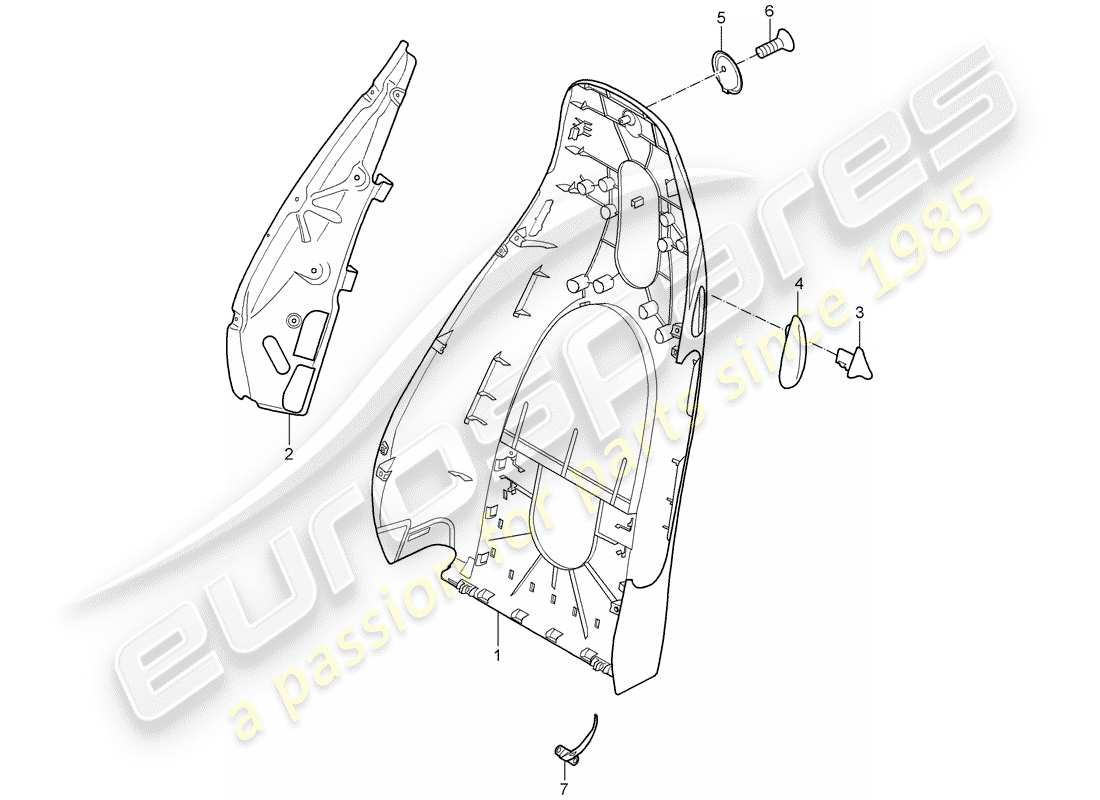 porsche 997 (2008) backrest shell part diagram