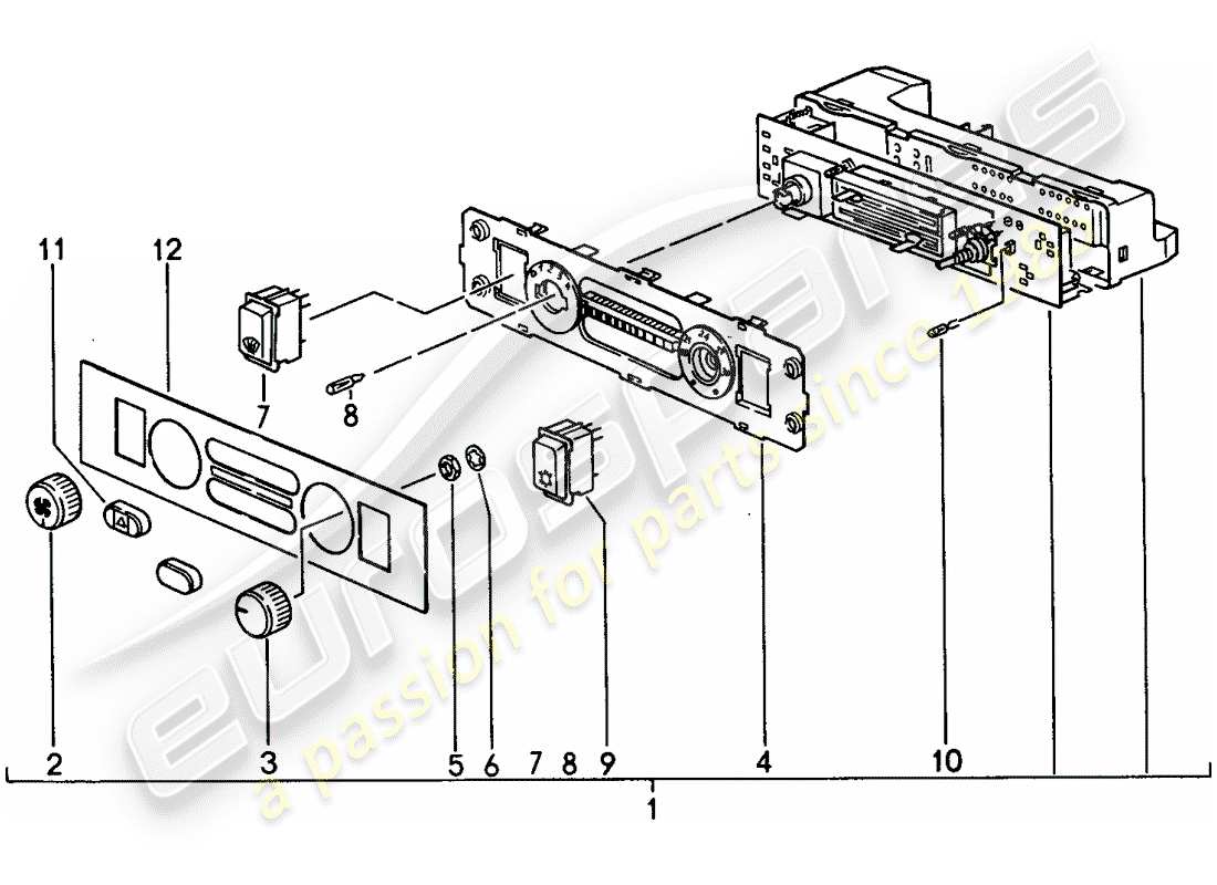 porsche 968 (1992) control switch part diagram