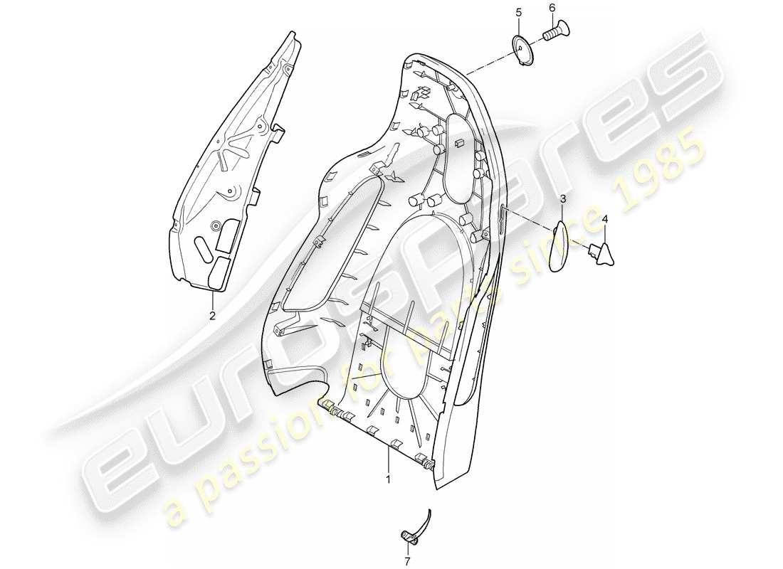 porsche 997 t/gt2 (2007) backrest shell part diagram