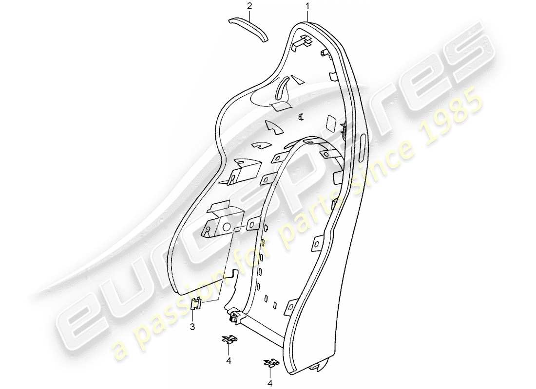 porsche 996 gt3 (2005) backrest shell - sports seat part diagram