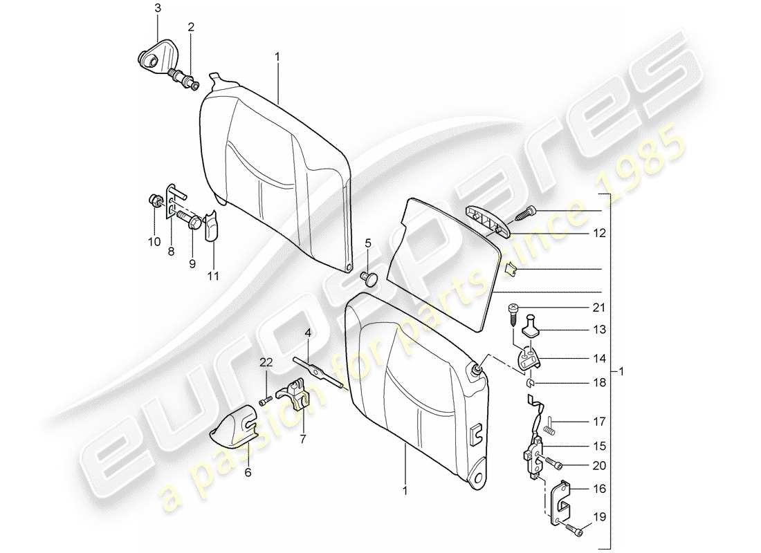 porsche 997 gen. 2 (2009) emergency seat backrest part diagram