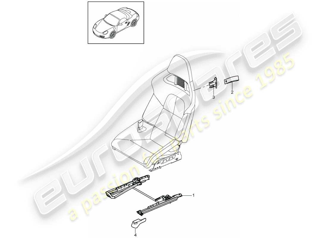 porsche boxster 987 (2009) seat part diagram