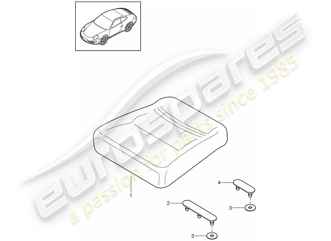 porsche 997 gen. 2 (2010) back seat cushion part diagram