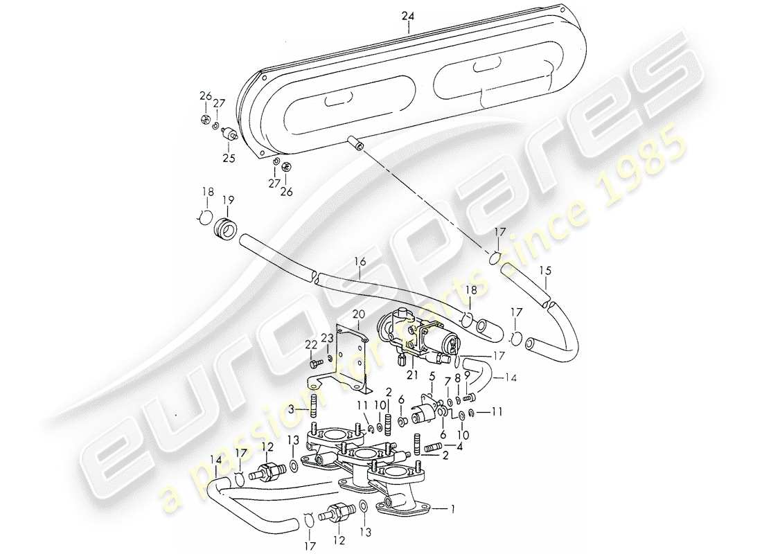 porsche 911 (1971) vacuum system - for - clutch release - d >> - mj 1971 part diagram