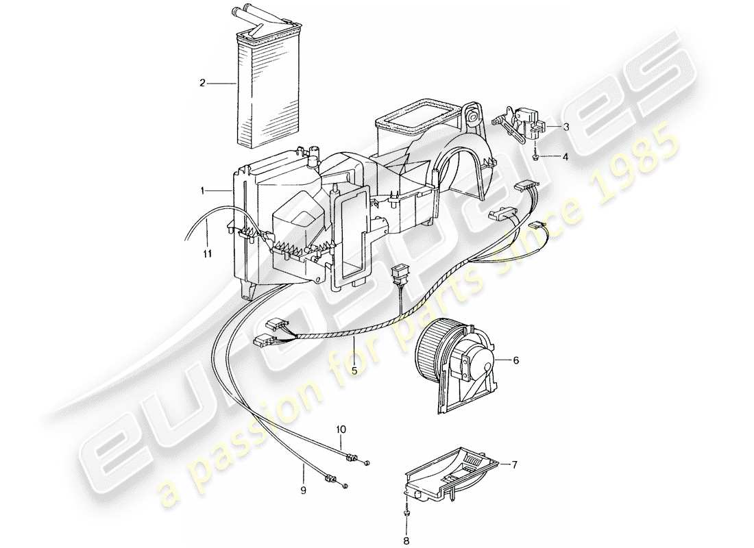 porsche 996 gt3 (2005) heater - single parts part diagram