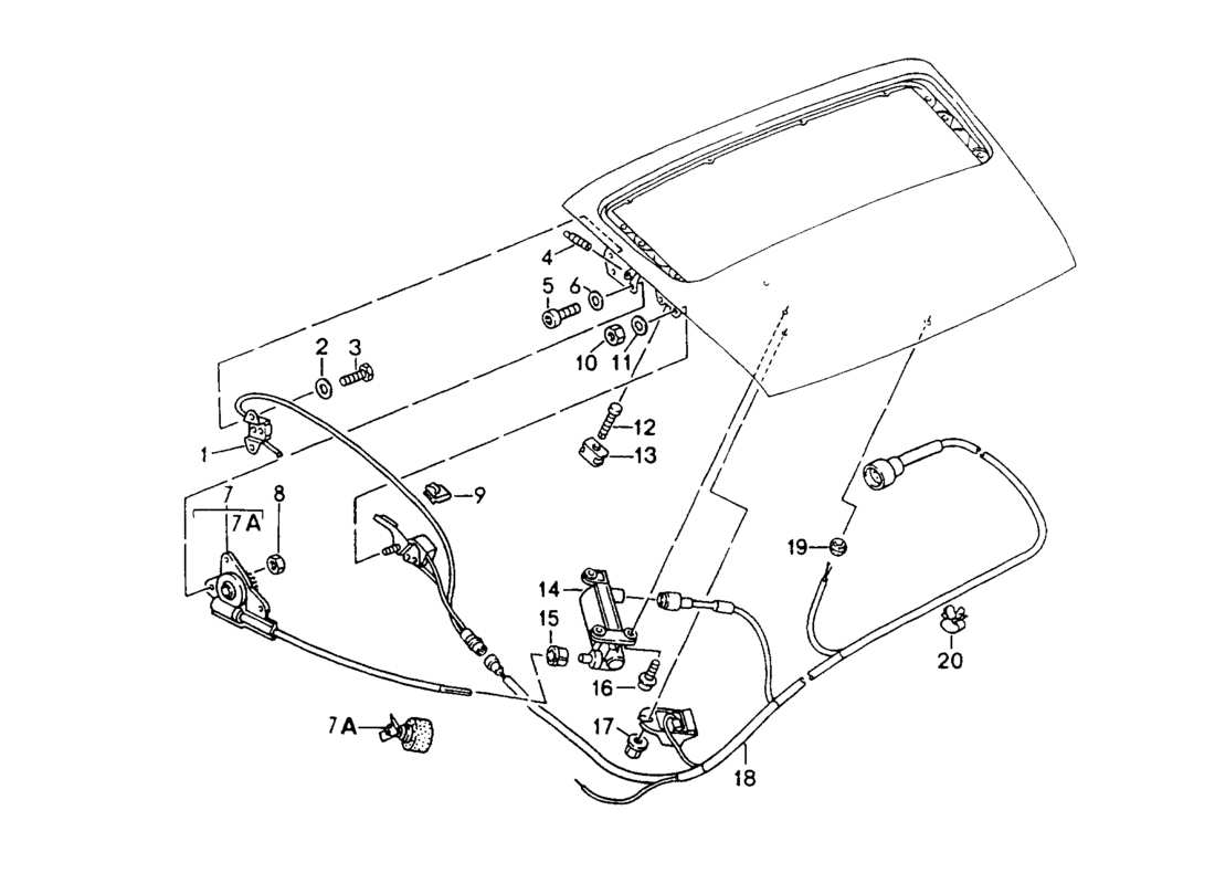 porsche 964 (1994) rear spoiler - driving mechanism part diagram