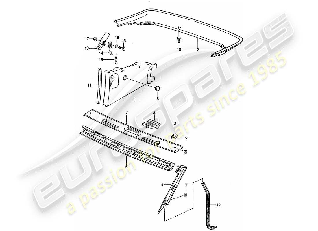 porsche 944 (1990) trims part diagram