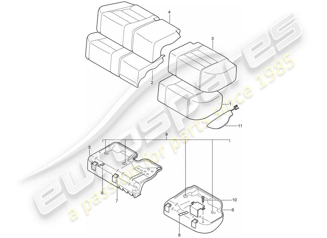 porsche cayenne (2004) seat covers part diagram