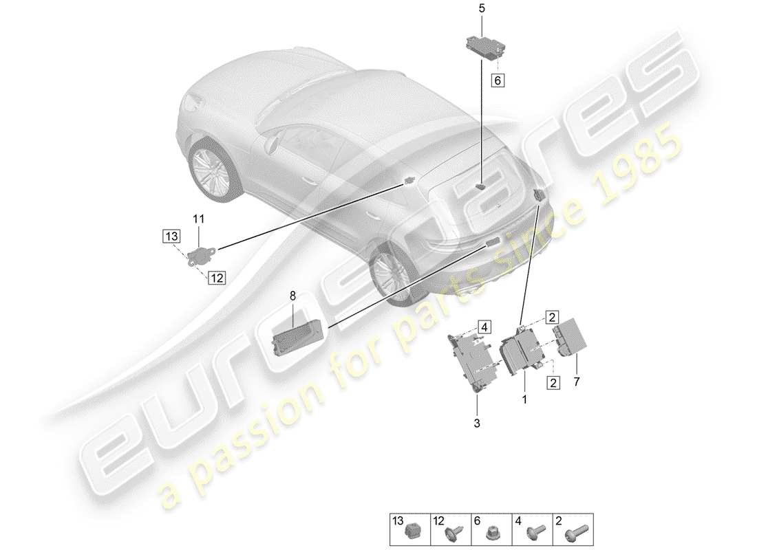 porsche macan (2019) control units part diagram