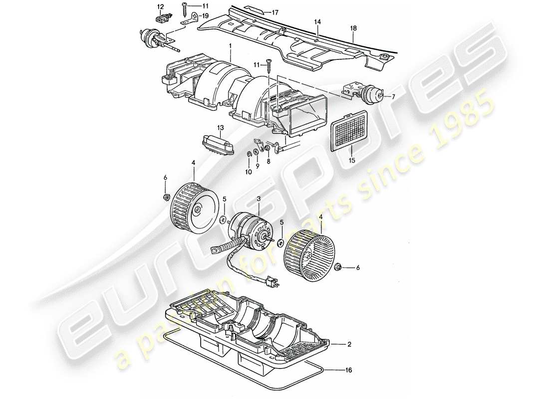 porsche 944 (1990) fan part diagram