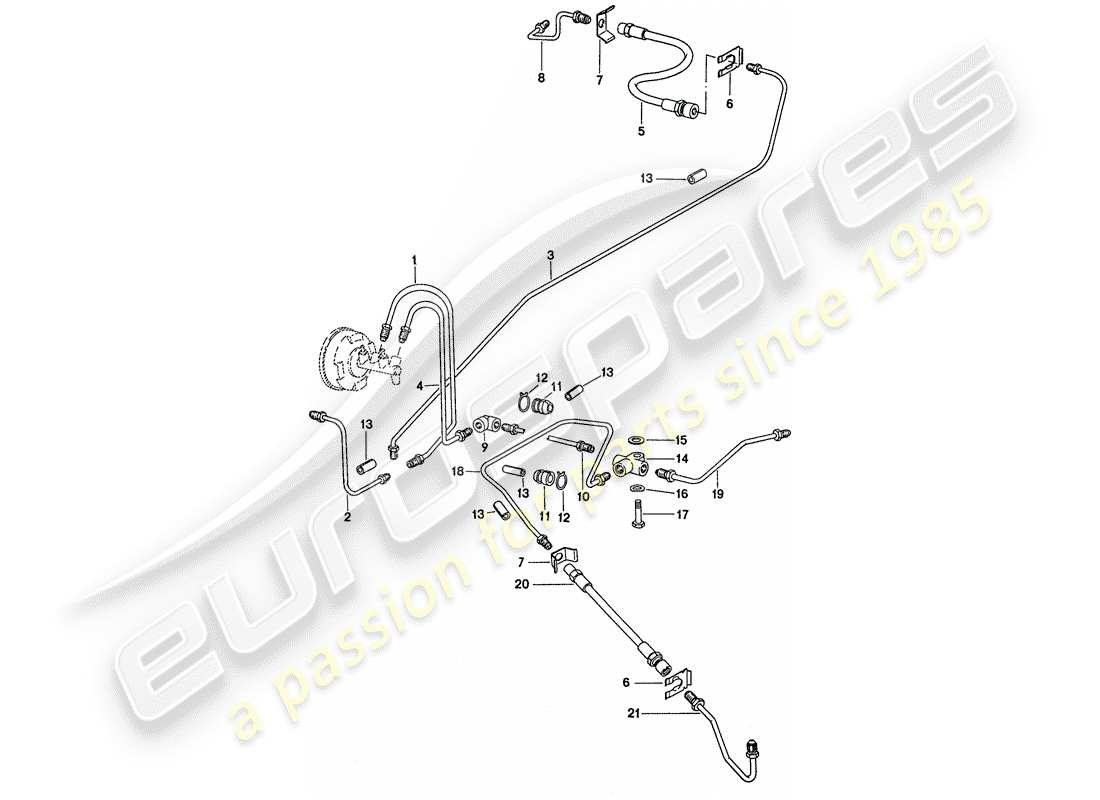 porsche 911 (1974) brake lines - for vehicles with - brake booster part diagram