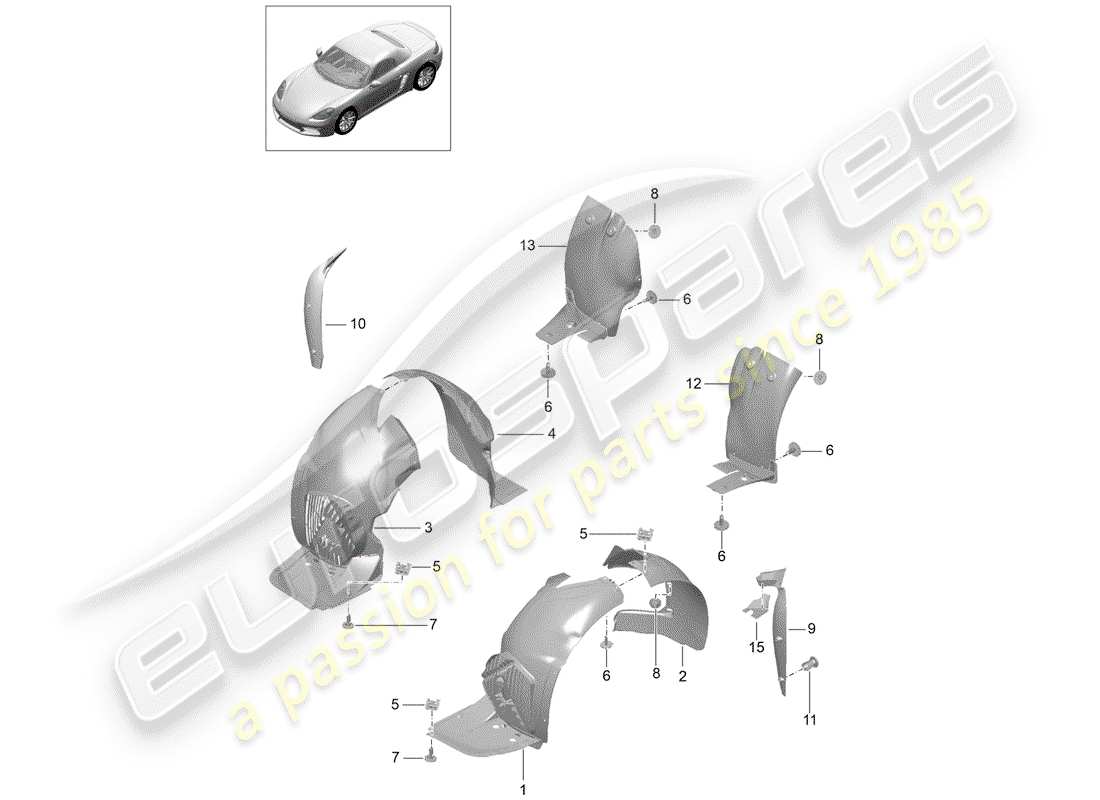 porsche 718 boxster (2018) trims part diagram