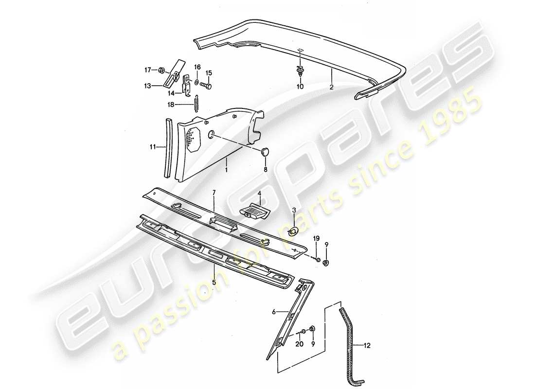 porsche 968 (1992) trims part diagram