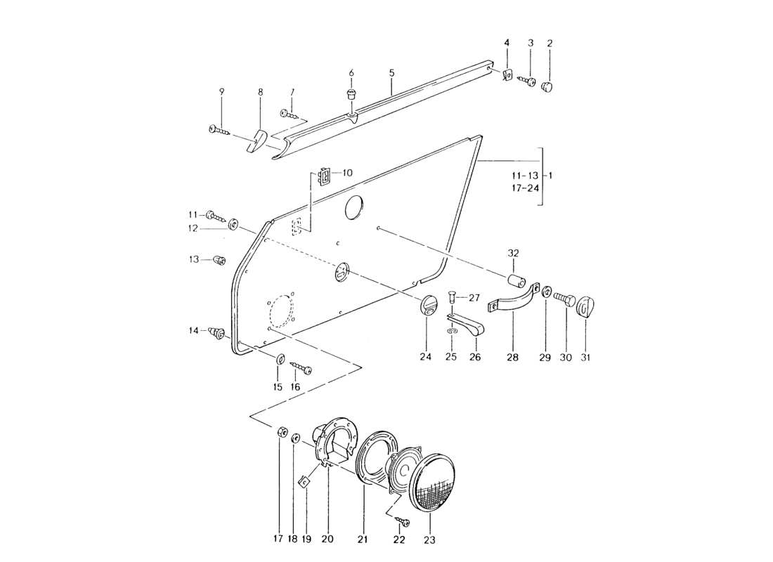 porsche 964 (1994) interior equipment - doors part diagram