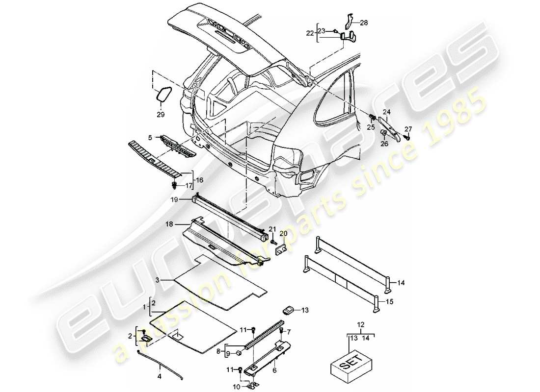 porsche cayenne (2010) trims part diagram