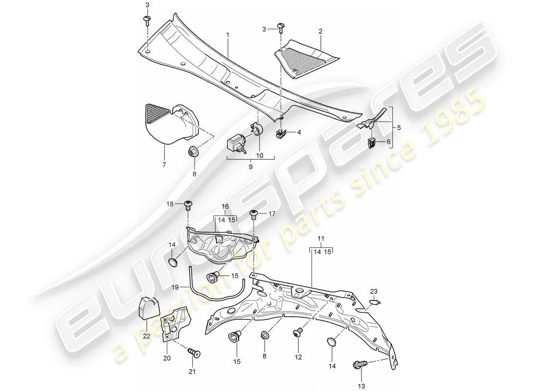 porsche cayenne (2008) cover part diagram