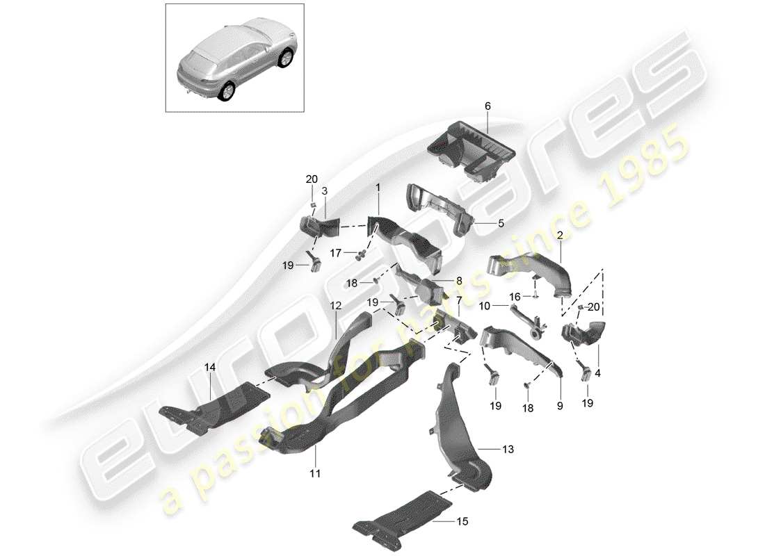 porsche macan (2015) air duct part diagram