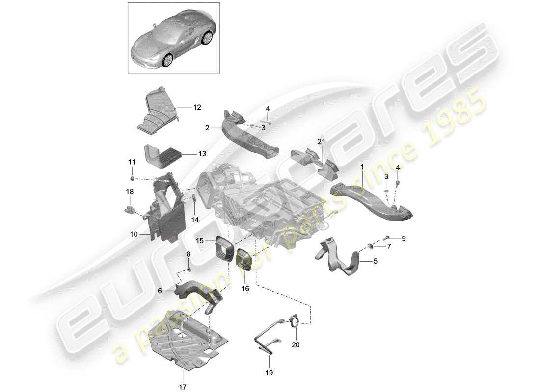 porsche boxster spyder (2016) air duct part diagram