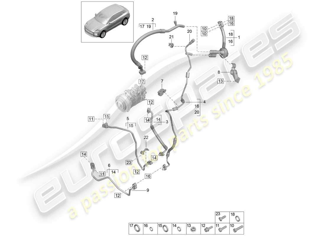 porsche macan (2020) refrigerant circuit part diagram