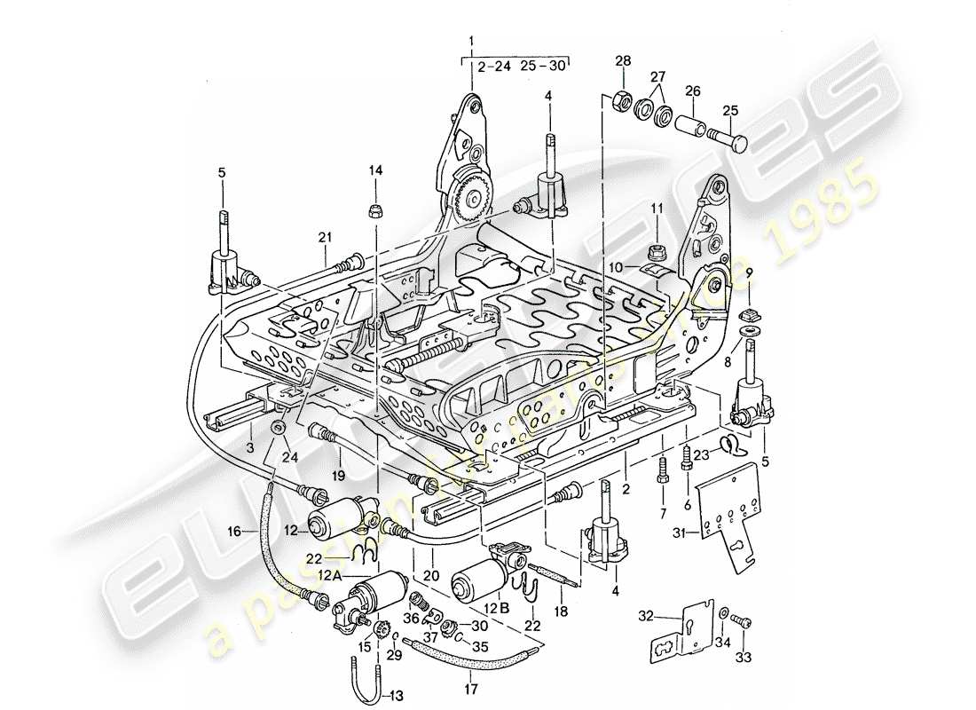 porsche 959 (1988) frame for seat - single parts part diagram