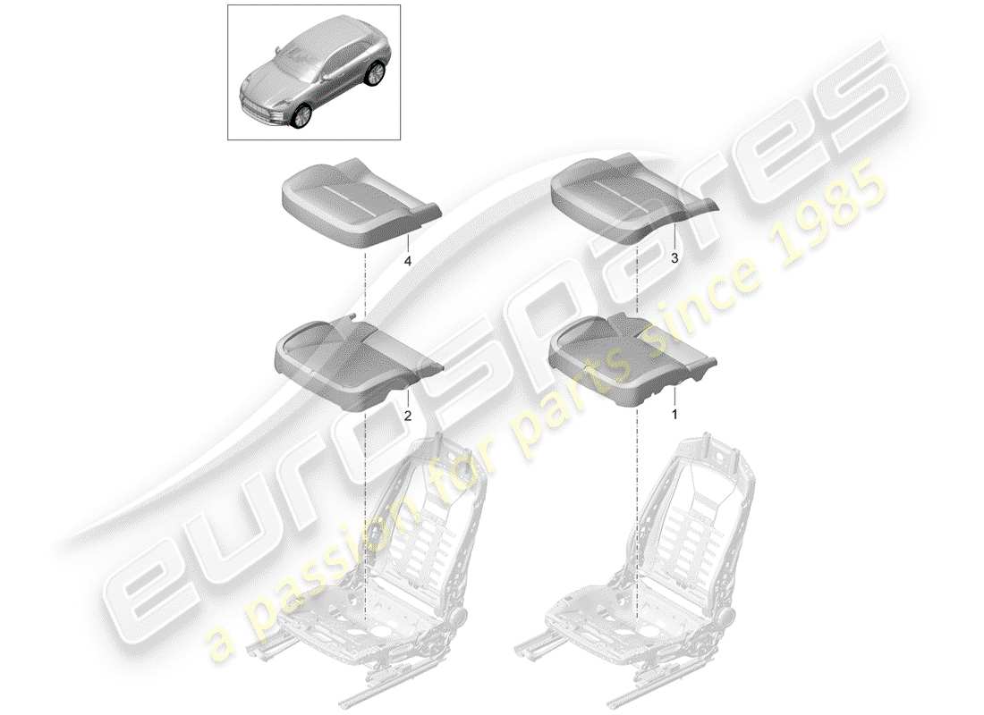 porsche macan (2019) foam part part diagram