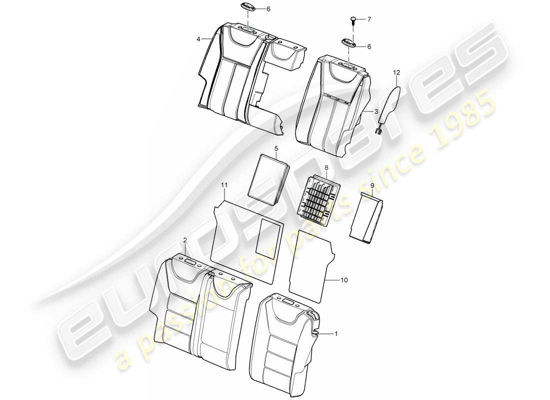 porsche cayenne (2005) backrest covers part diagram