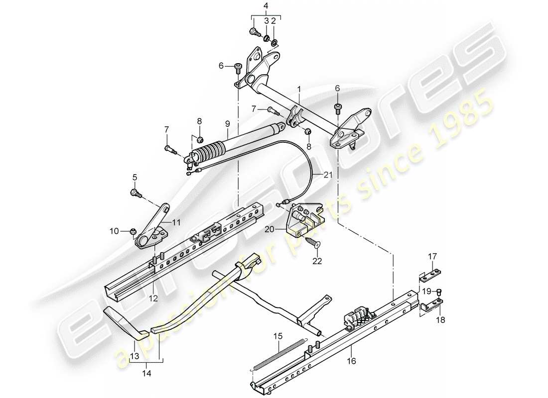 porsche 996 gt3 (2003) seat frame - sports seat - for vehicles with seat height - adjustment part diagram