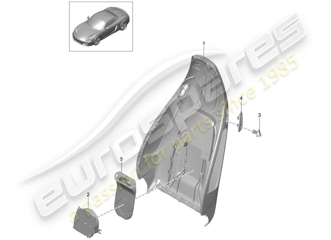 porsche boxster 981 (2015) backrest shell part diagram