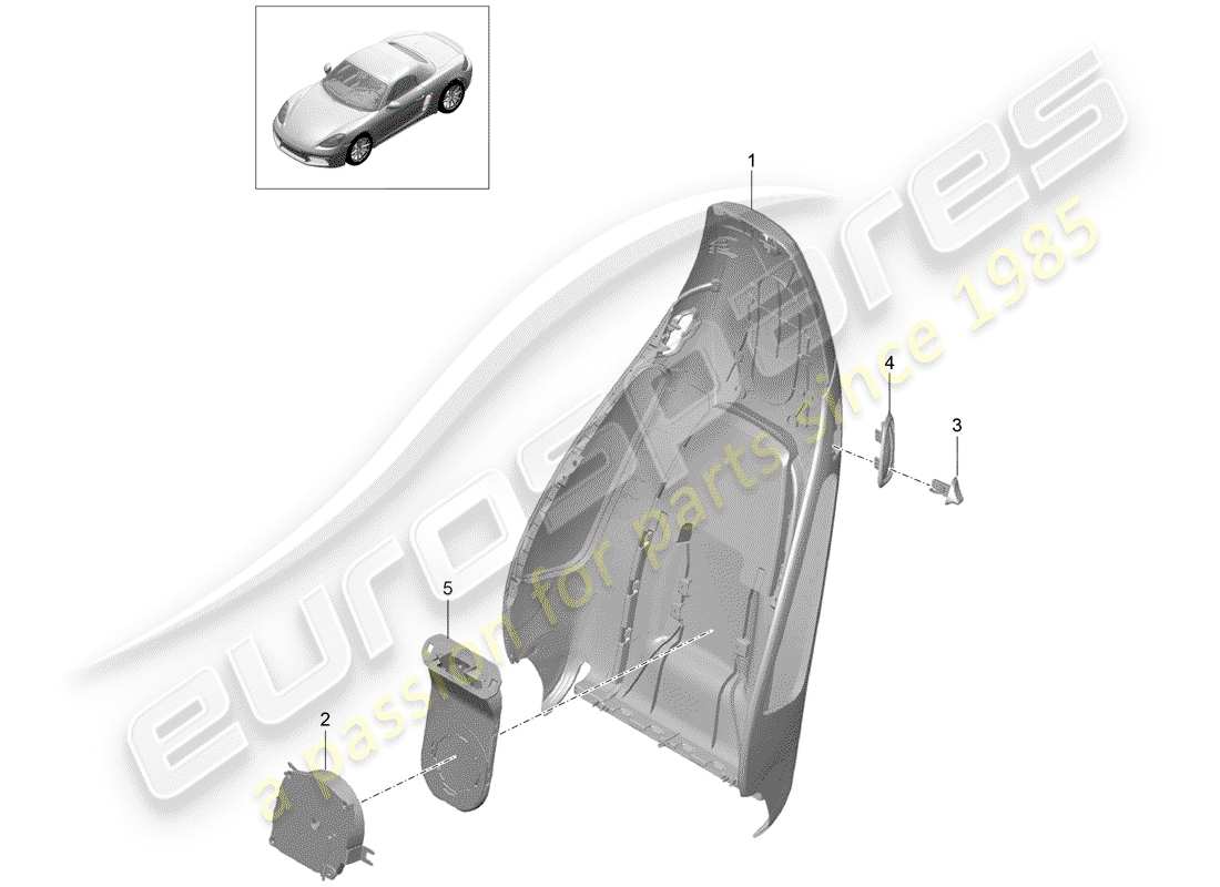 porsche 718 boxster (2019) backrest shell part diagram