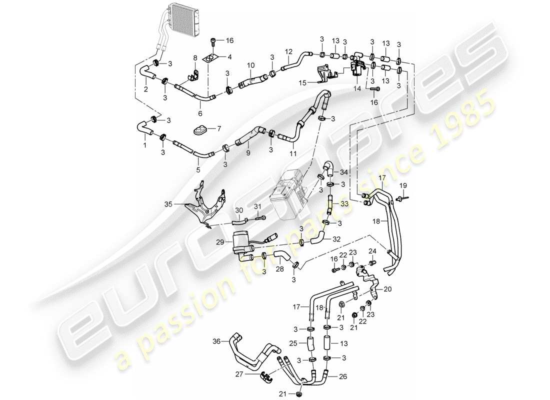 porsche cayenne (2006) air con./heating/aux. heater part diagram