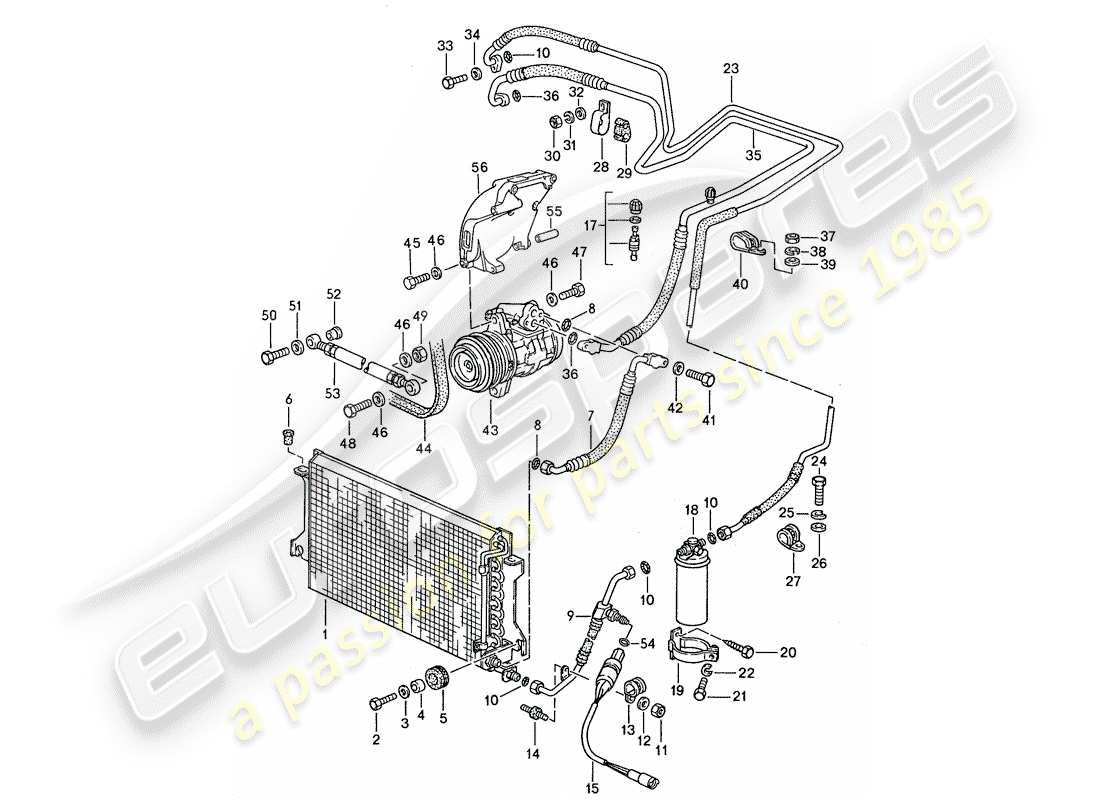 porsche 944 (1990) refrigerant circuit part diagram