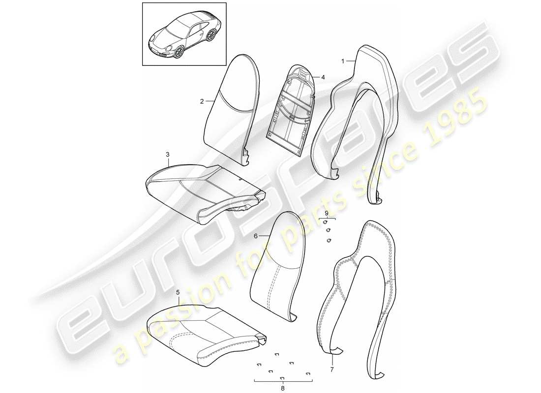 porsche 997 gen. 2 (2009) foam part part diagram