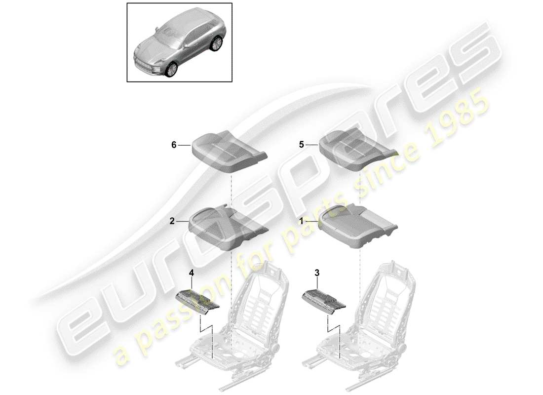 porsche macan (2020) foam part part diagram