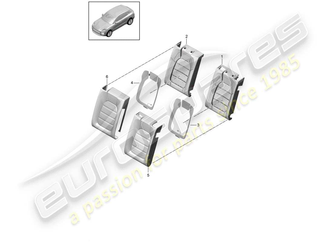 porsche macan (2019) foam part part diagram