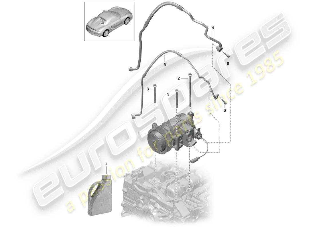 porsche boxster spyder (2016) compressor part diagram