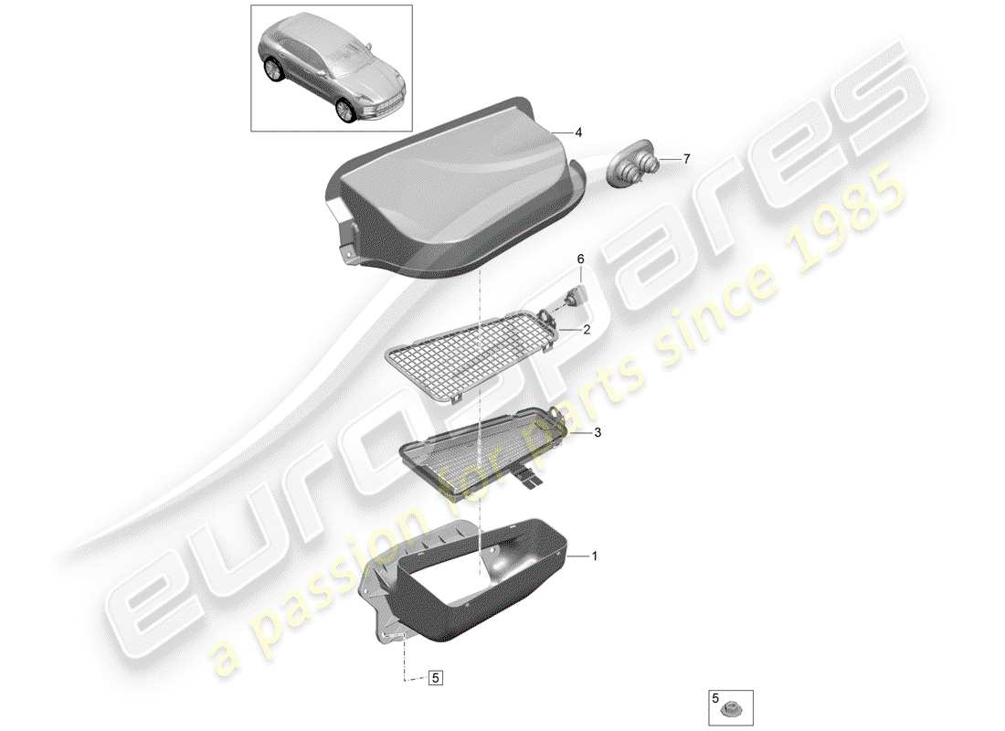 porsche macan (2020) fresh air intake part diagram