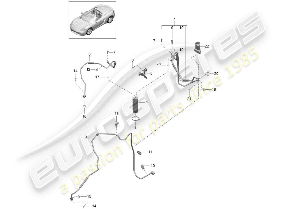 porsche 718 boxster (2018) refrigerant circuit part diagram