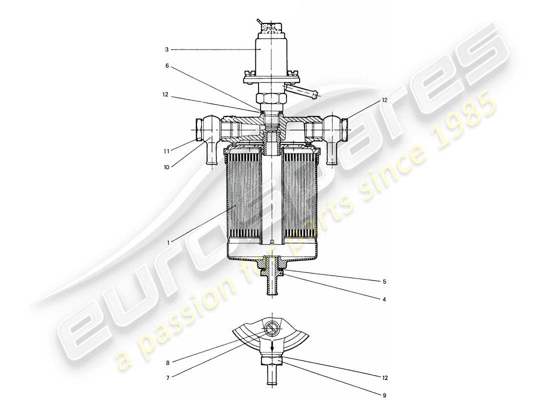 porsche 911 (1974) fuel filter - complete part diagram