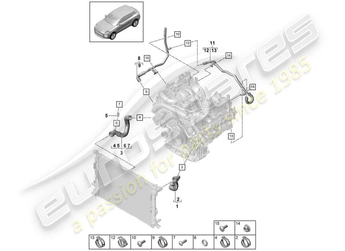 porsche macan (2019) water cooling part diagram